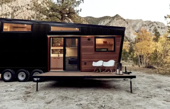 Small home exterior with covered entry