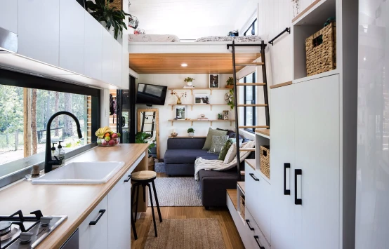 Compact kitchen with timber worktop